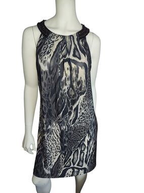 Sandra Darren Black and White Animal Print Dress, SIZE 12, EUC